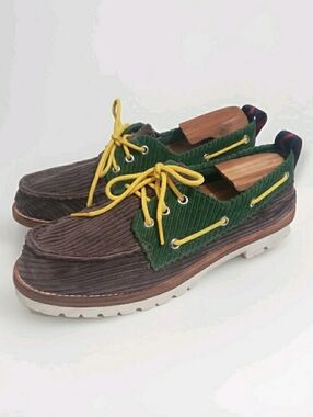 Sperry x Rowing Blazers Men’s 10 Corduroy Boat Shoes Vibram Lug Brown Green Styl